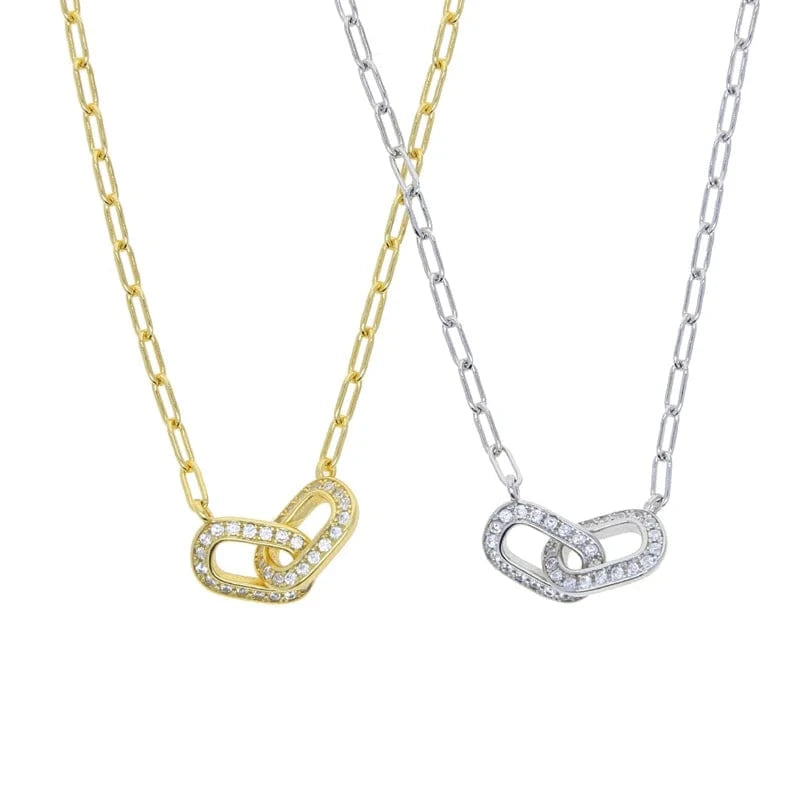 Bling 925 Sterling Silver Women Charm Fashion Jewelry Micro Pave 5A CZ Chunky Paper Clip Link Chain Necklace