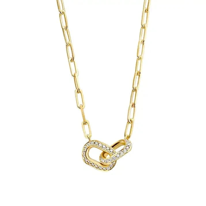Bling 925 Sterling Silver Women Charm Fashion Jewelry Micro Pave 5A CZ Chunky Paper Clip Link Chain Necklace