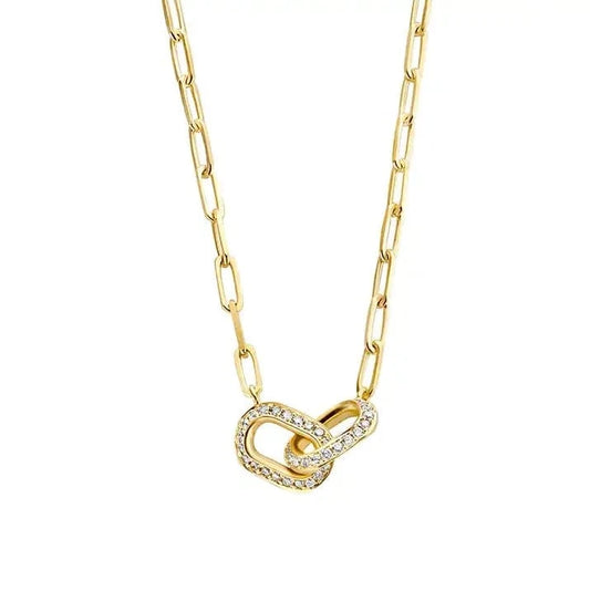 Bling 925 Sterling Silver Women Charm Fashion Jewelry Micro Pave 5A CZ Chunky Paper Clip Link Chain Necklace