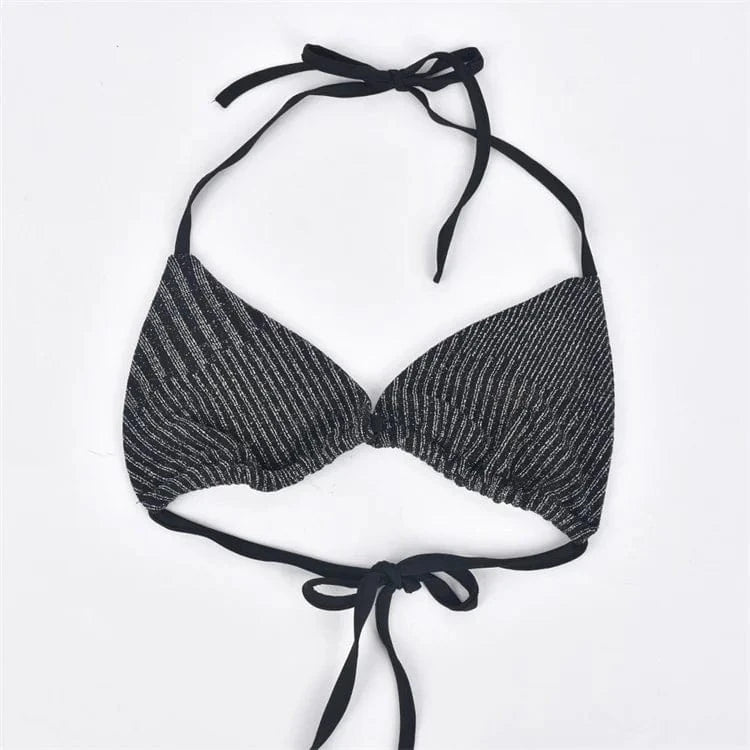 Bling Glitter Sequins Y2K Outfits 2 Piece Set Lace Up Long Sleeve Halter Crop Top Jumpsuit