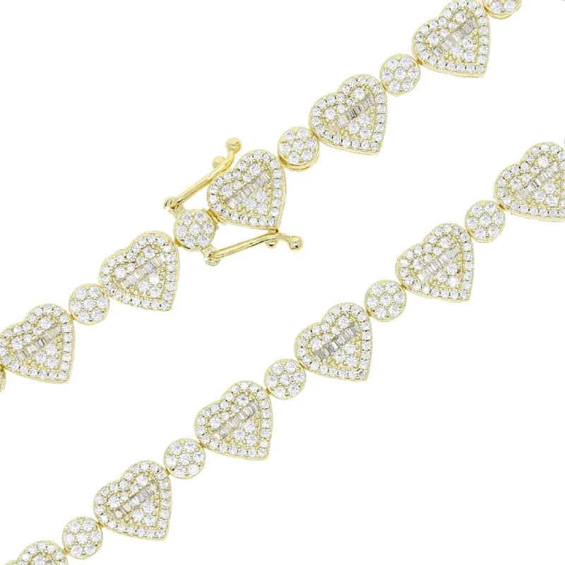 Bling Micro Pave 5A Cubic Zirconia CZ Cluster Round Heart Bracelet For Women Fashion Jewelry