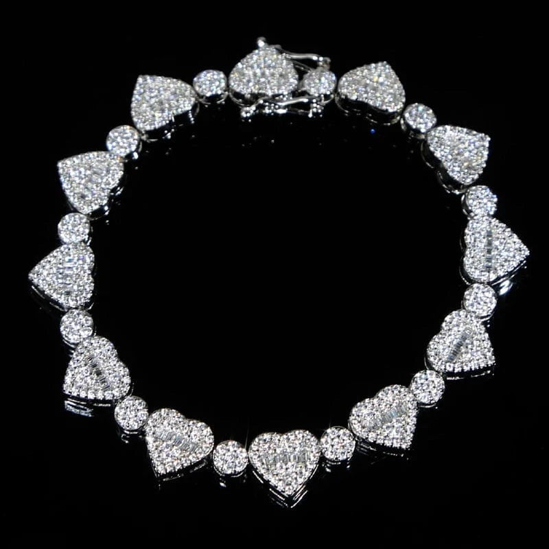 Bling Micro Pave 5A Cubic Zirconia CZ Cluster Round Heart Bracelet For Women Fashion Jewelry