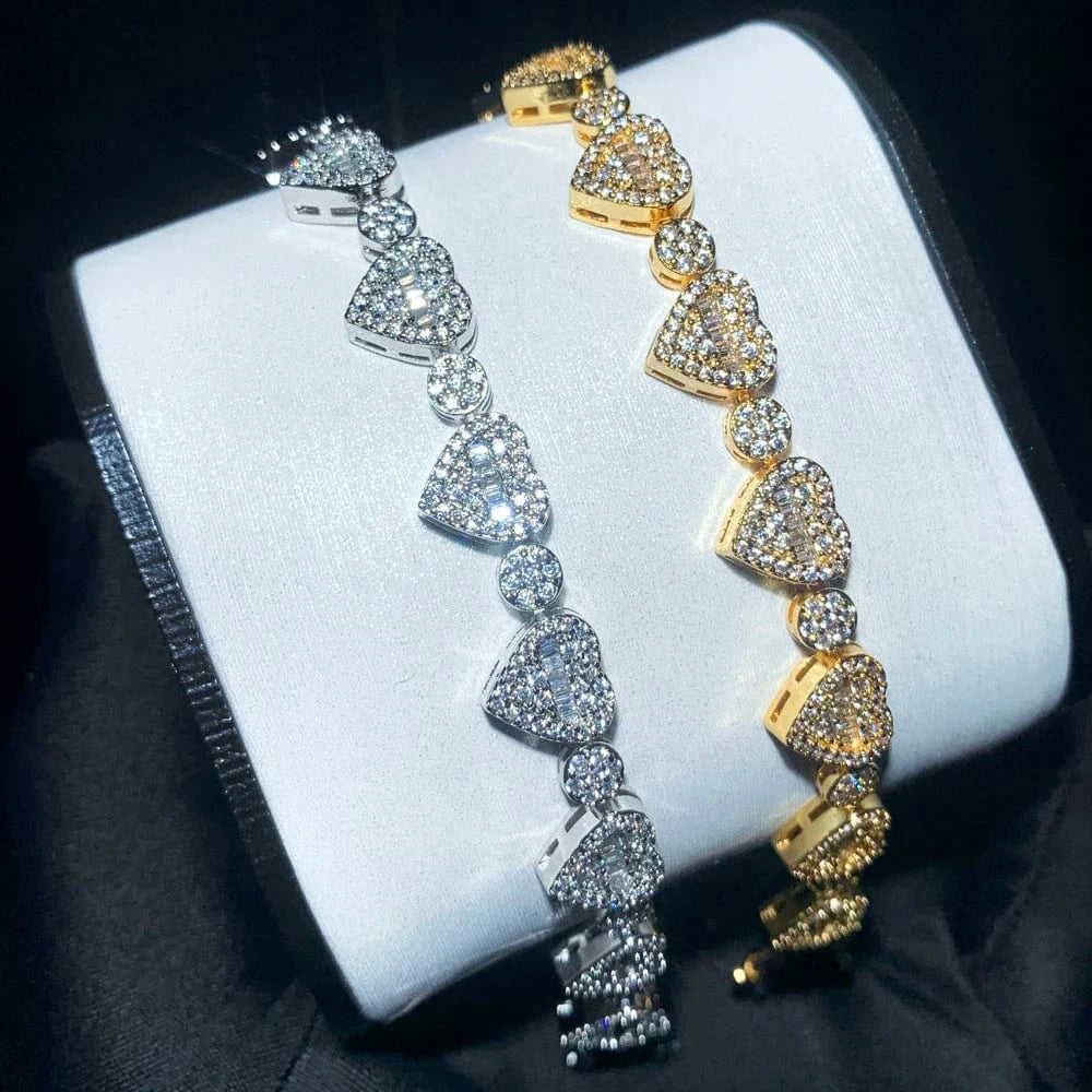 Bling Micro Pave 5A Cubic Zirconia CZ Cluster Round Heart Bracelet For Women Fashion Jewelry