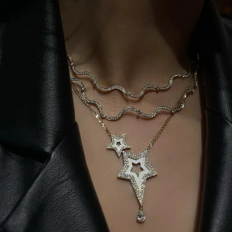 Bling New Arrived Silver Gold Plated Fashion Design Women Jewelry Micro Pave 5A CZ Wave Chain Choker Necklace