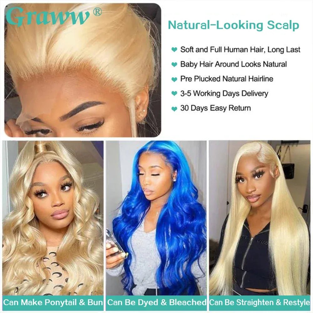 Blonde Body Wave Lace Front Wig HD Transparent 13x4 13x6 Frontal Human Hair 613 Pre Plucked Full Frontal Wigs 200% 40 46 Inch - SN Wigs & More