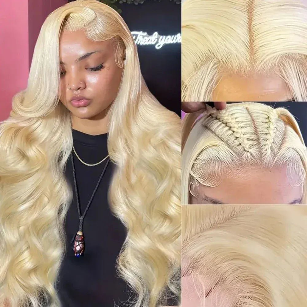 Blonde Body Wave Lace Front Wig HD Transparent 13x4 13x6 Frontal Human Hair 613 Pre Plucked Full Frontal Wigs 200% 40 46 Inch - SN Wigs & More