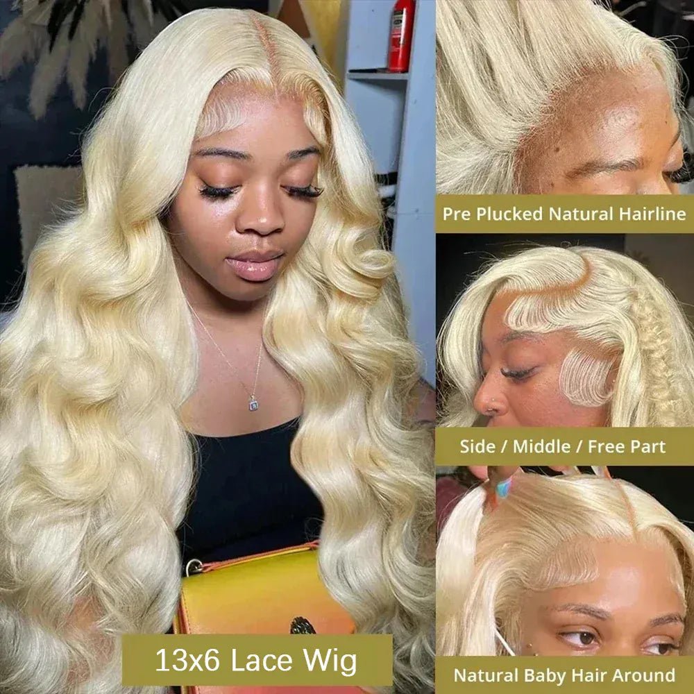 Blonde Body Wave Lace Front Wig HD Transparent 13x4 13x6 Frontal Human Hair 613 Pre Plucked Full Frontal Wigs 200% 40 46 Inch - SN Wigs & More