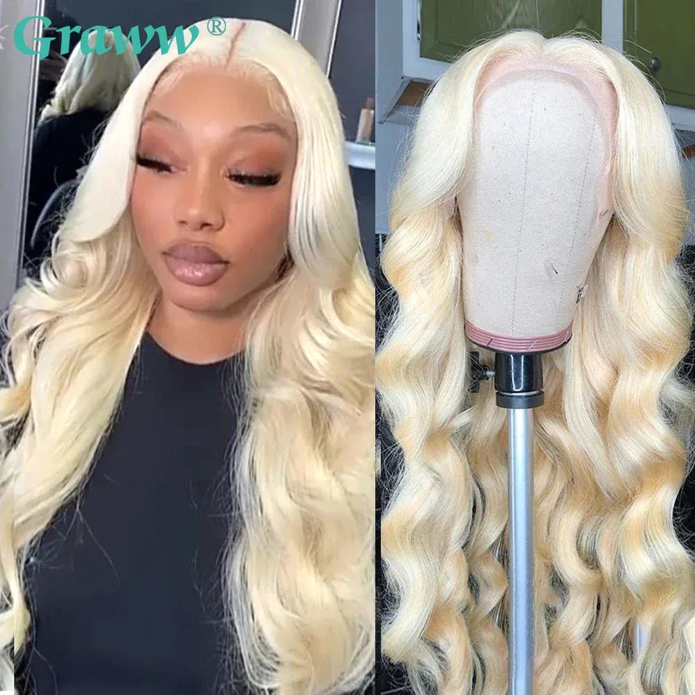 Blonde Body Wave Lace Front Wig HD Transparent 13x4 13x6 Frontal Human Hair 613 Pre Plucked Full Frontal Wigs 200% 40 46 Inch - SN Wigs & More