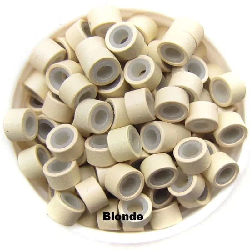blonde Hair Micro Rings 5*3MM 1000PCS Silicone Lined Micro Rings Links Beads for Hair Extensions black micro rings