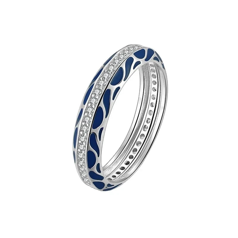 Blue Enamel Rings Jewelry Women Silver 925 Ring Silver 925 Jewelry