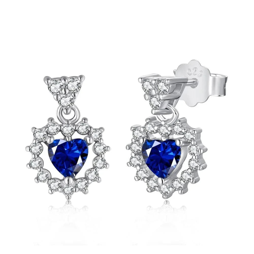 Blue Factory Fashion Jewelry 925 Sterling Silver Stud Earrings Brilliant Halo Cubic Zirconia Heart Earrings for Women