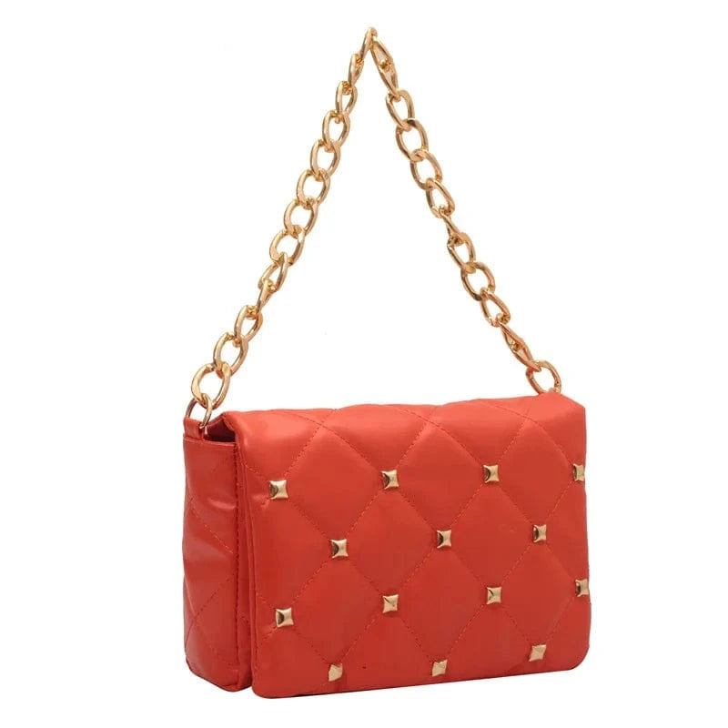 blue Fashion Chain Women Shoulder Messenger Bags Casual Ladies Quilted Crossbody Purse Handbags with Rivet