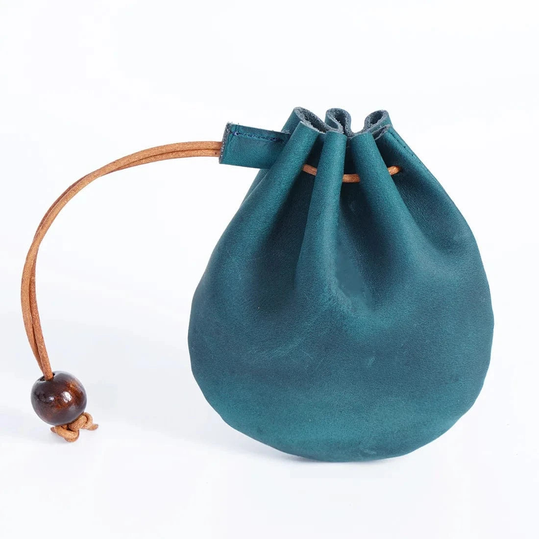 Blue High Quality Factory Custom genuine leather jewelry packaging drawstring leather jewelry travel bag jewelry box