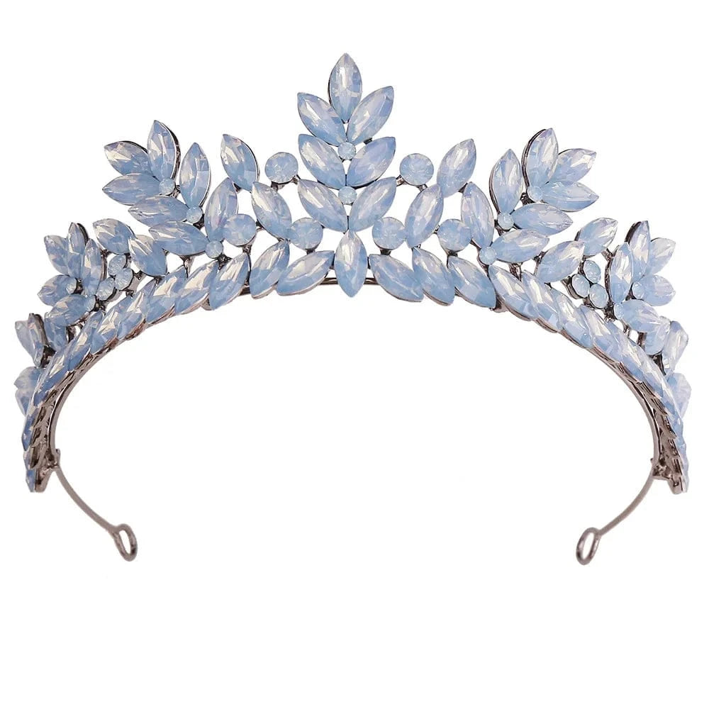 blue opal crown DIEZI Baroque Vintage Black Metal Green Red Crystal Opal Tiara For Women Wedding Party Dress Elegant Queen Bridal Bride Crown