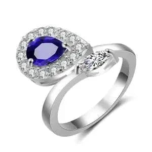 Blue RAKOL RP2133 new fashion design for ladies luxury 18k white gold synthetic moissanite ring