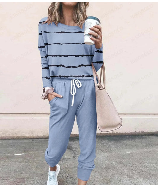 Blue / S Women Clothing Sets Short Sleeve T-shirt+Pant 2Pcs 2024 Summer Camouflage Tie-Dyed Loose Tees Tops Sports Casual Suit New