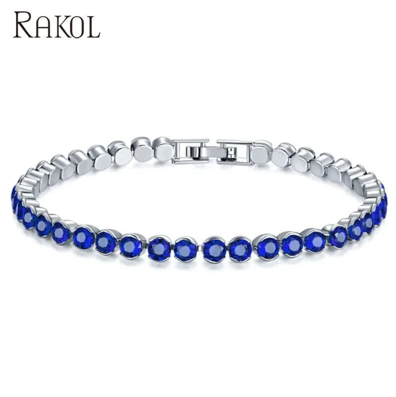 blue stone RAKOL APCZB005 new design AAA cubic zircon round stone charm bracelets