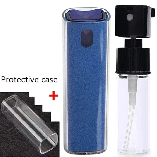 Blue with Case 4in1 Microfiber Screen Cleaner Spray Bottle for Mobile Phone Ipad Computer Microfiber Polish Cloth Wipe Cleaning Glasses Wipes