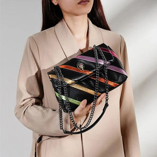 BM9334 Soft Leather New Trends High Quality Designer Handbags Femme Rainbow Crossbody Striped Purse For Ladies