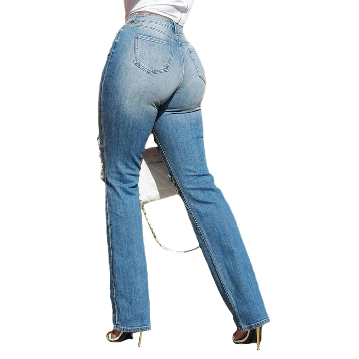 BN342 Women's Casual Skinny Jeans Cotton Polyester Pencil Pants Ripped Washed Stretch Denim Colored Waist Logo Zipper Short