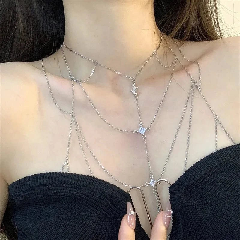 Body chain / Fringe chest chain Sexy Body Chain  Fringe Chest Chain Party Nightclub Body Accessories Jewelry for Women and Girls