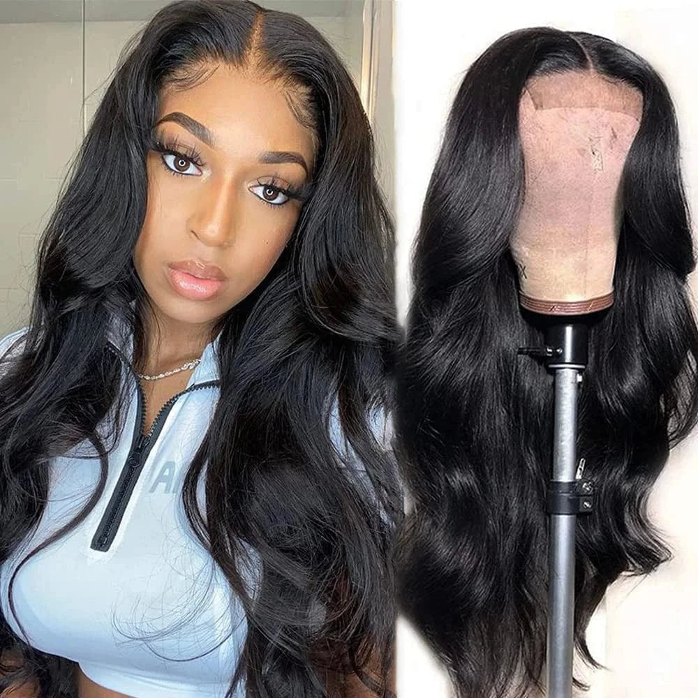 Body wave 4*4 Glueless wig / 14 Inches 13x6 Straight Lace Front Wigs Human Hair HD Transparent Lace Frontal Human Hair Wigs for Women Glueless Wigs