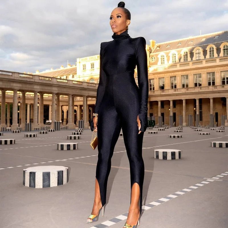 Bodysuit + Shoulder Padded Turtleneck + Winter Glam Club Wear Silhouette With Figure Flattering Fit - SN Wigs & More