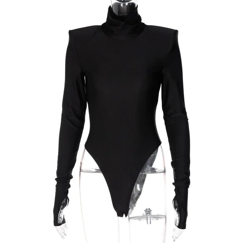 Bodysuit + Shoulder Padded Turtleneck + Winter Glam Club Wear Silhouette With Figure Flattering Fit - SN Wigs & More