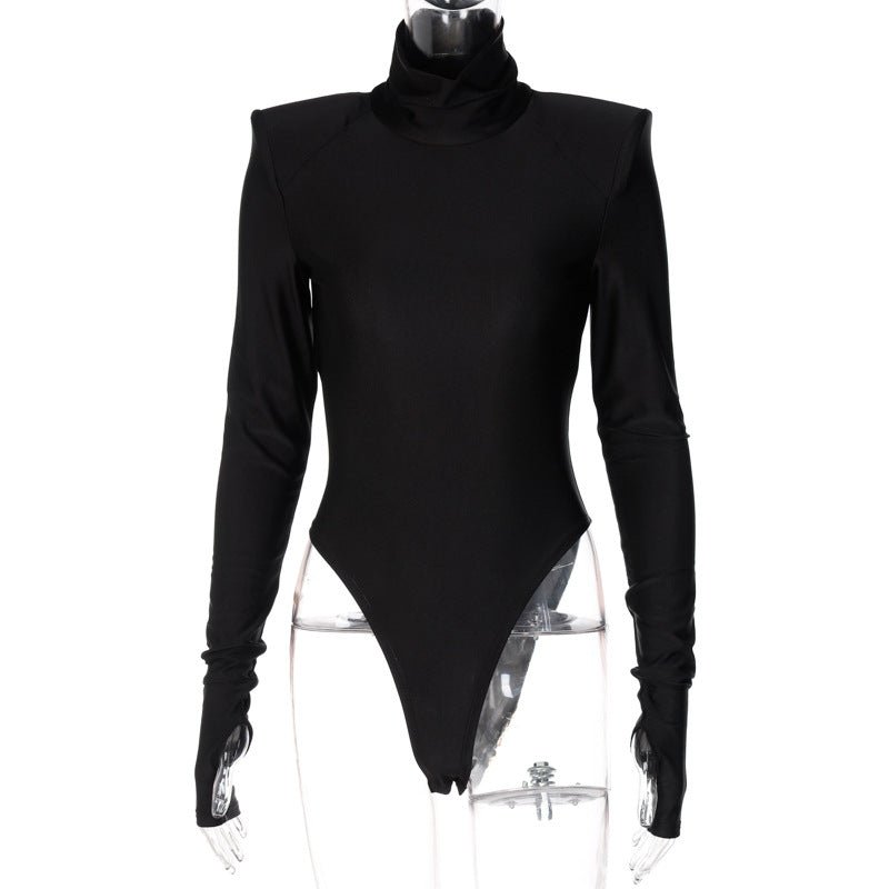 Bodysuit + Shoulder Padded Turtleneck + Winter Glam Club Wear Silhouette With Figure Flattering Fit - SN Wigs & More