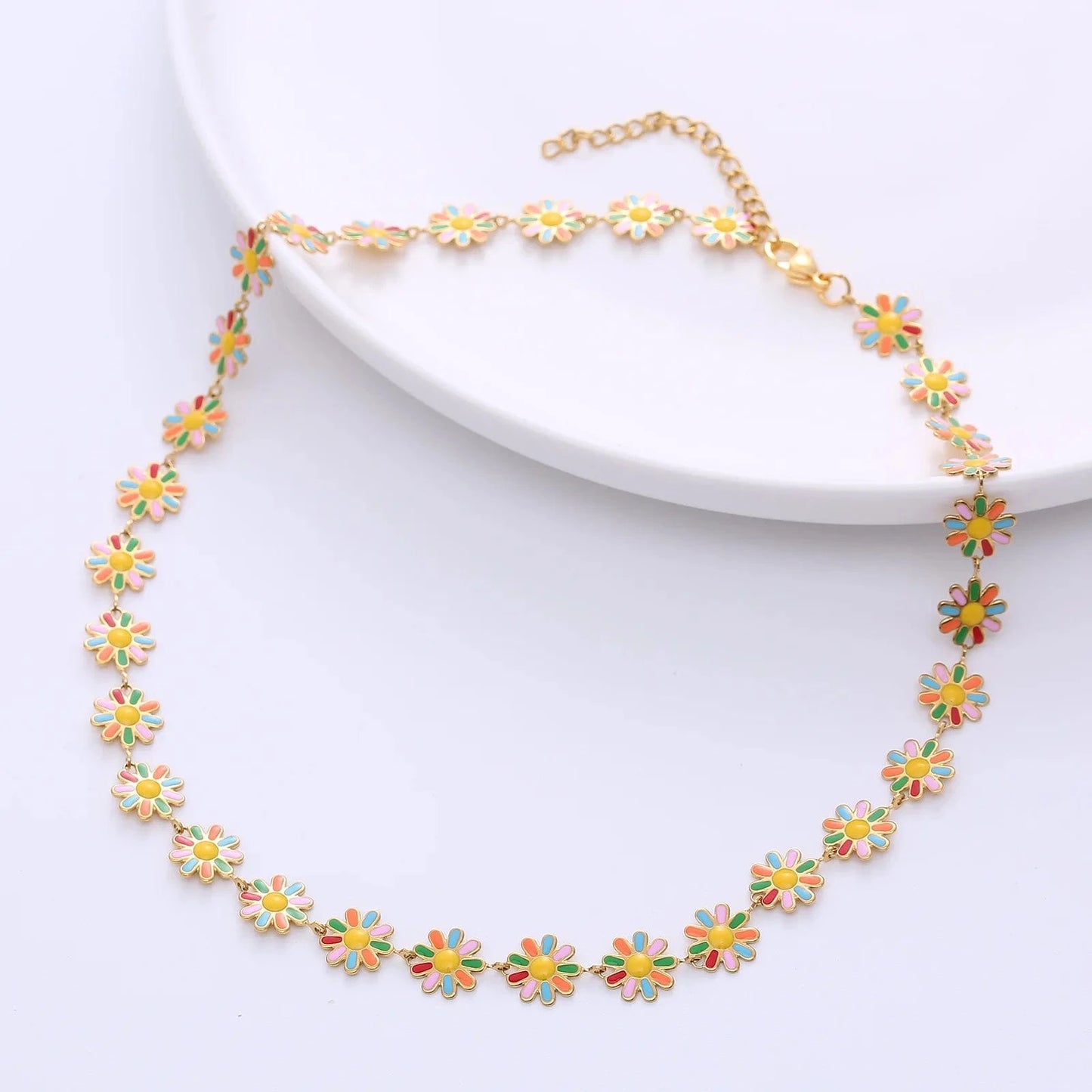 Bohemia jewelry stainless steel enamel hawaiian flower choker necklace