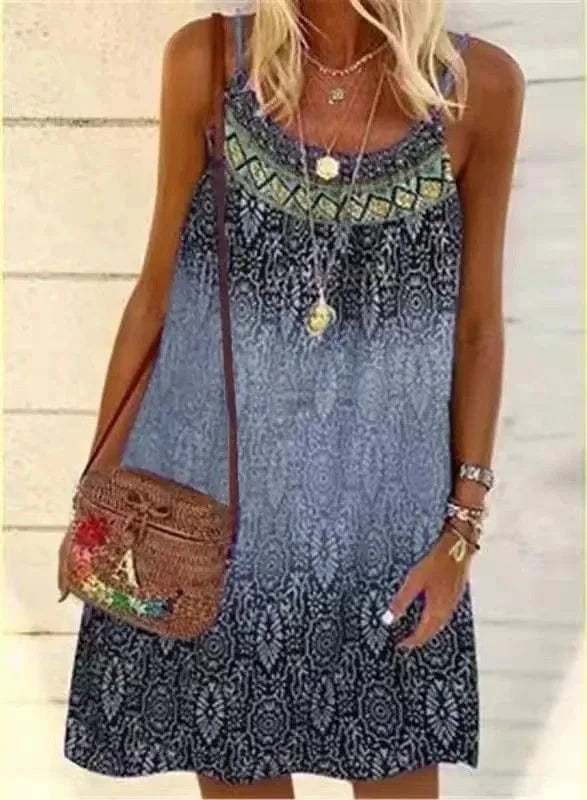 Bohemian Beach Dress Ladies Vintage Wear Fashion Flower Vestidos Women Summer Boho Ladies Chiffon Dress Floral Casual Dress