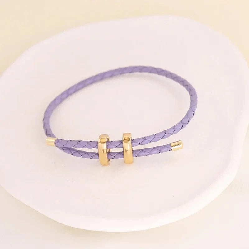 Bohemian New Handmade Braided Bracelets Women Solid Color Leather Cord Bracelet Personality DIY Jewelry