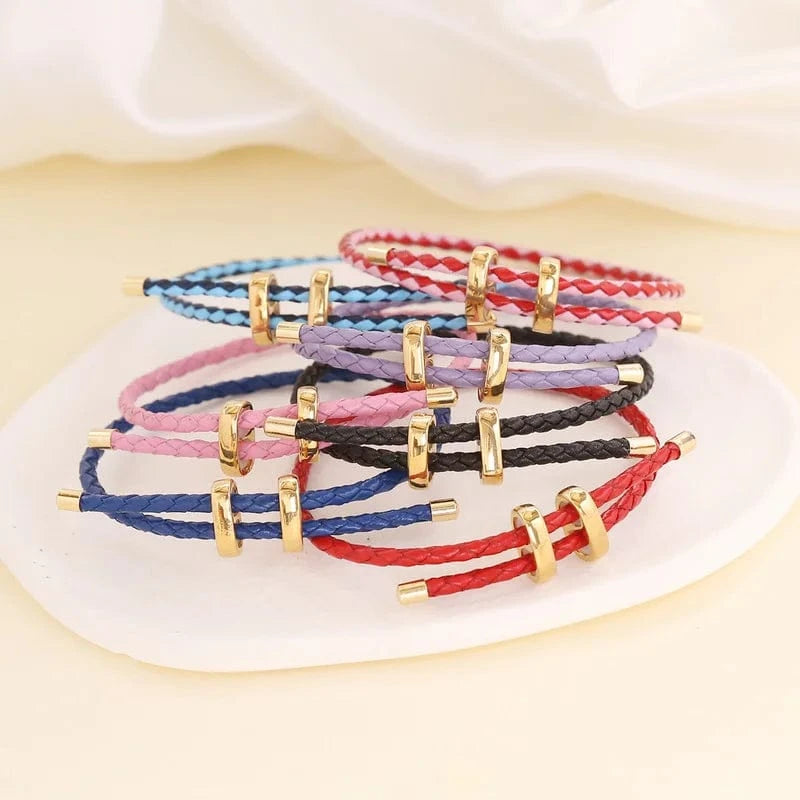 Bohemian New Handmade Braided Bracelets Women Solid Color Leather Cord Bracelet Personality DIY Jewelry