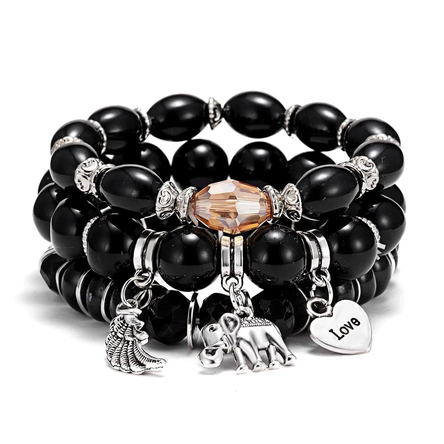 Bohemian Stackable Bead Bracelets for Women Charms Set Stretch Multilayered Glass Beads Bracelet Jewelry