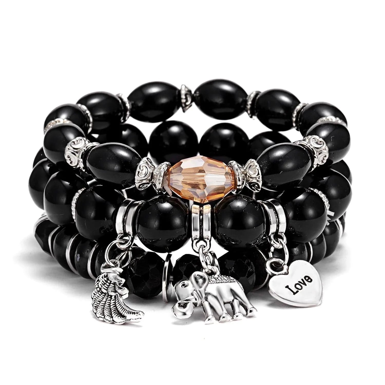Bohemian Stackable Bead Bracelets for Women Charms Set Stretch Multilayered Glass Beads Bracelet Jewelry