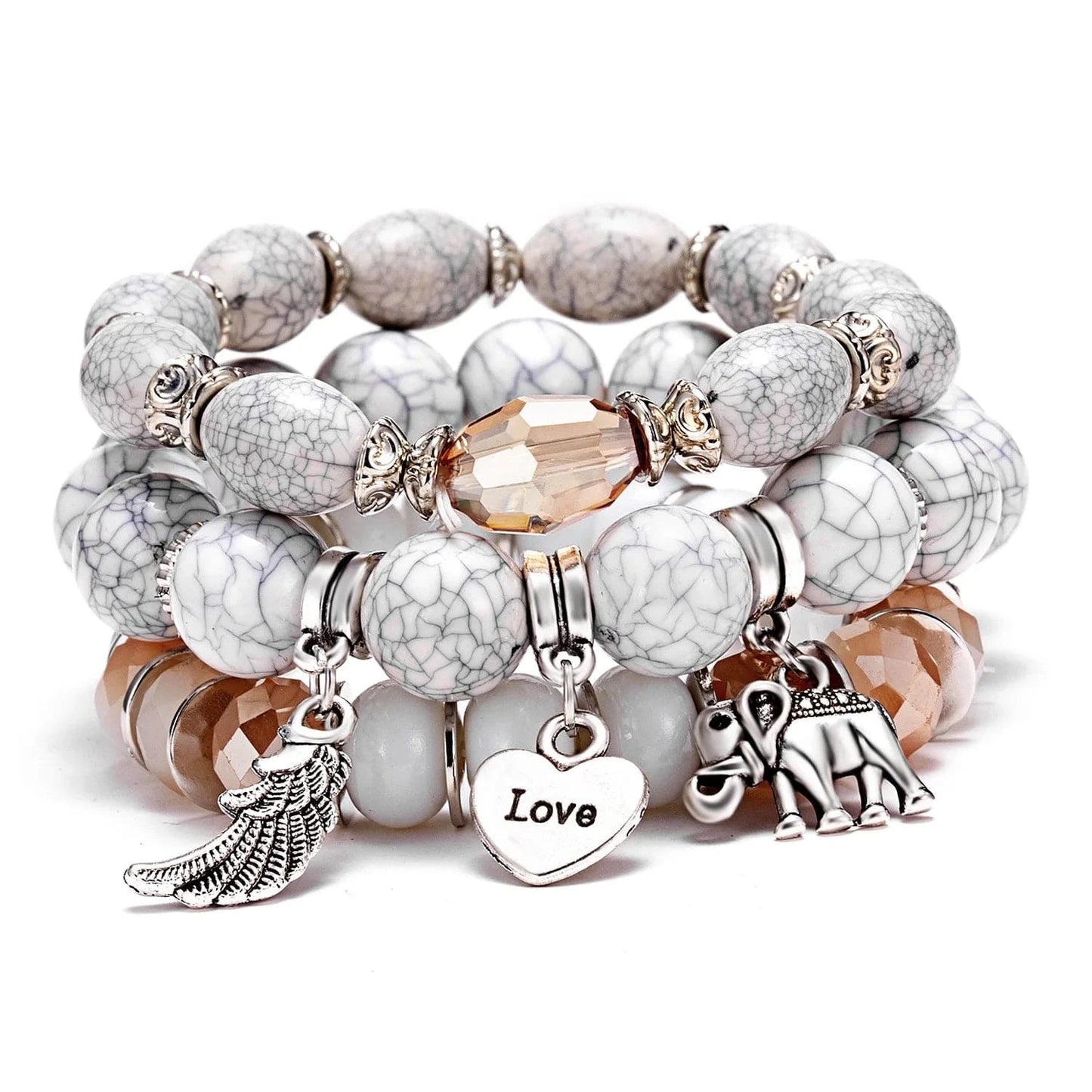 Bohemian Stackable Bead Bracelets for Women Charms Set Stretch Multilayered Glass Beads Bracelet Jewelry