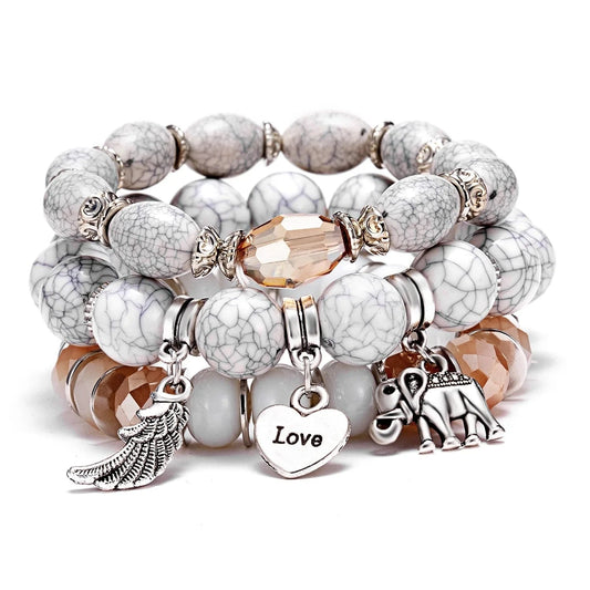 Bohemian Stackable Bead Bracelets for Women Charms Set Stretch Multilayered Glass Beads Bracelet Jewelry