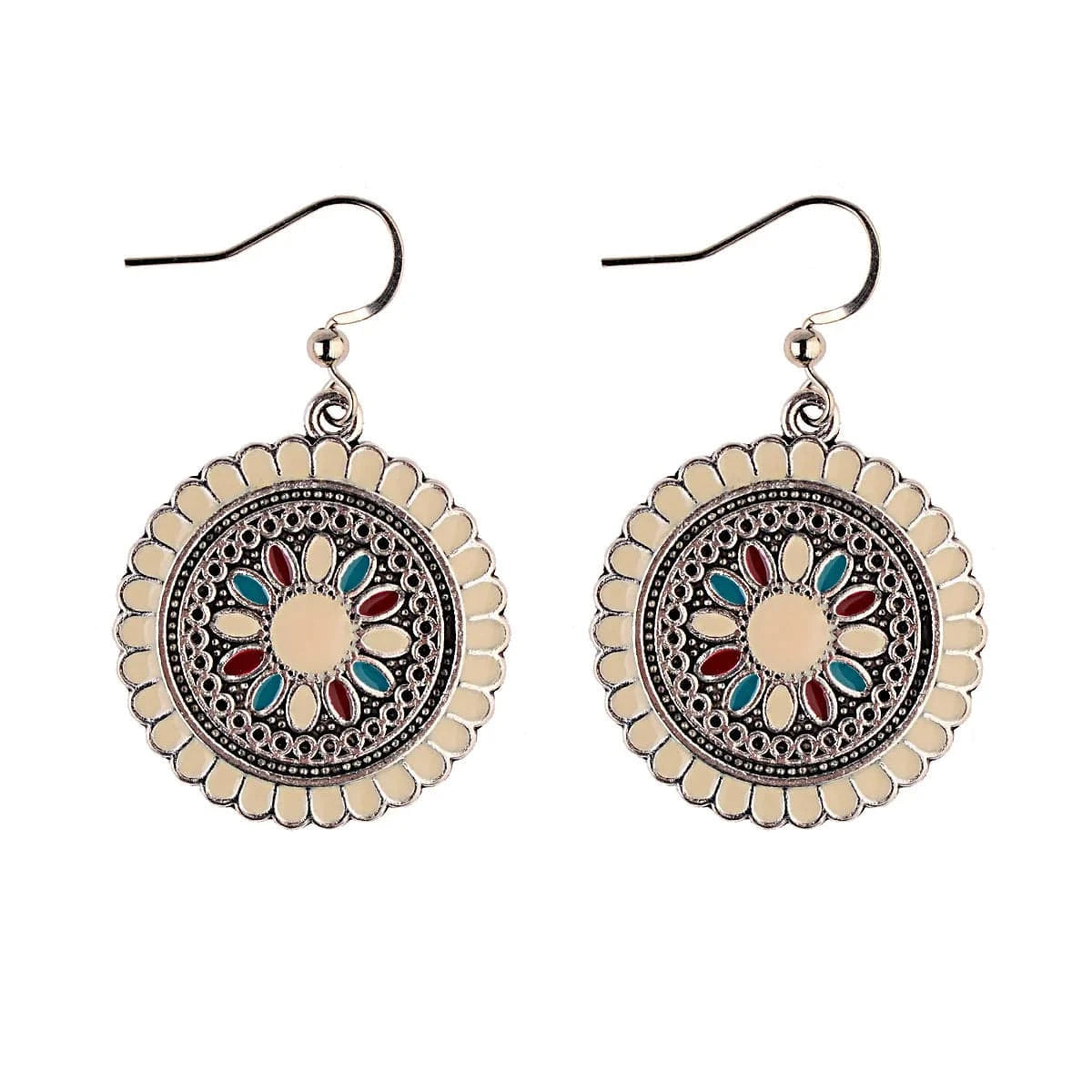 Bohemian Vintage Drop Dangle Earrings Flower Statement Earrings National Style Alloy Long Boho Stud Earring for Women Girls