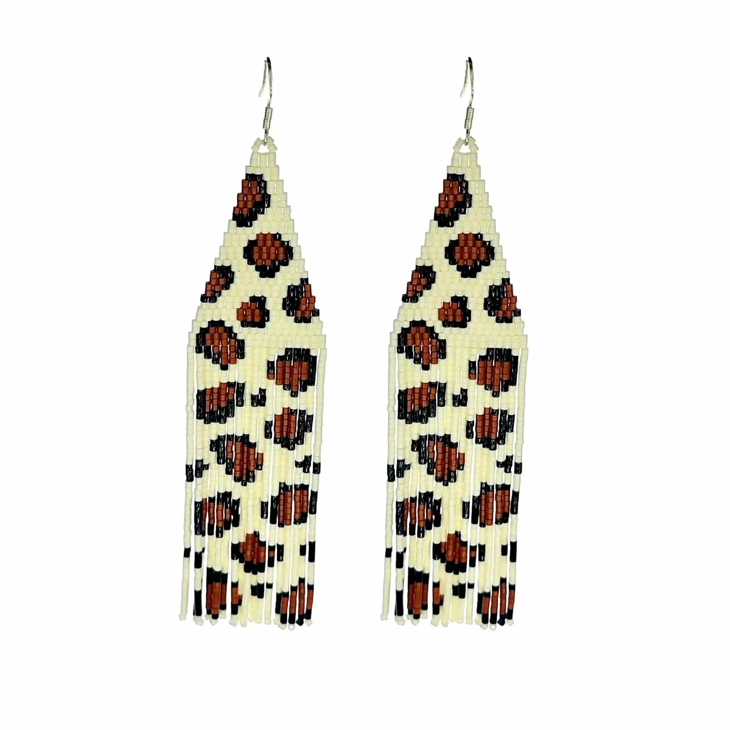 BOHO / #01 Drop Shipping Fashion Boho Handmade Brown Leopard Long Tassel Miyuki Seed Beads Beaded Dangle Earrings Jewelry
