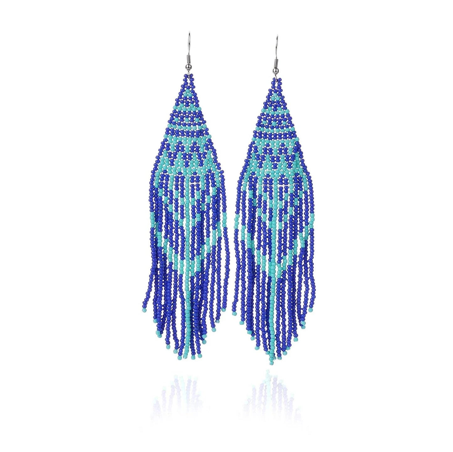 Boho / 11cm / 008 Dropshipping Boho Statement Handmade Beaded Tassel Seed Bead Earrings  Beaded Fringe Dangle Drop Earrings for Women