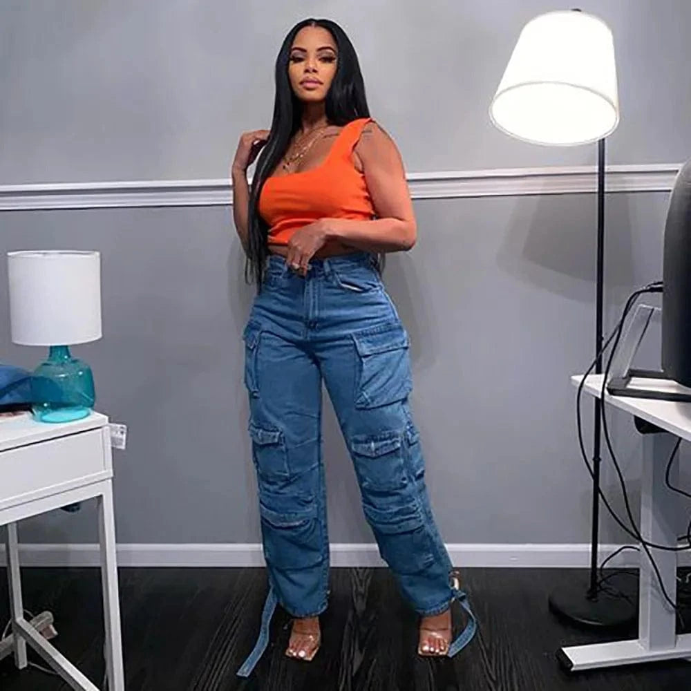Bomblook ASPT46 Streetwear Plus Size Women's Jeans Women's Jeans Cargo Pants Women