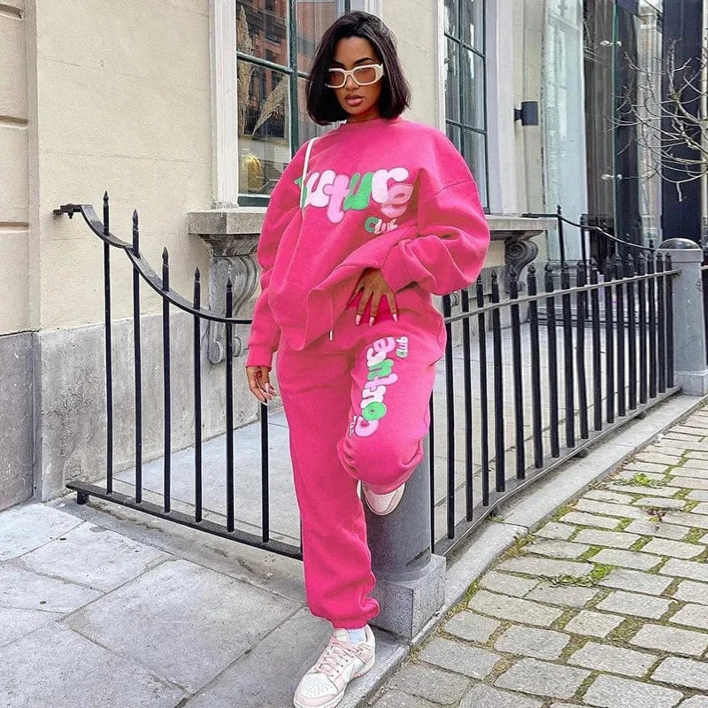 Bomblook C1017ST 2023 Sweater Top With Joggers Casual Suit Two Piece Set Women Sexy Embroidery Letter Sweatsuits