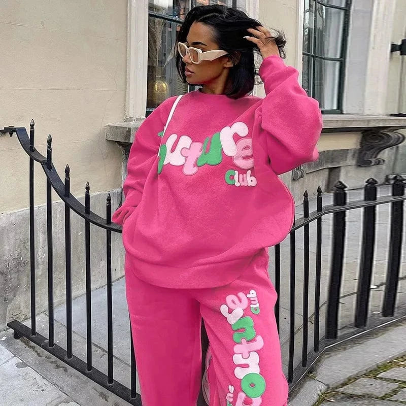 Bomblook C1017ST 2023 Sweater Top With Joggers Casual Suit Two Piece Set Women Sexy Embroidery Letter Sweatsuits