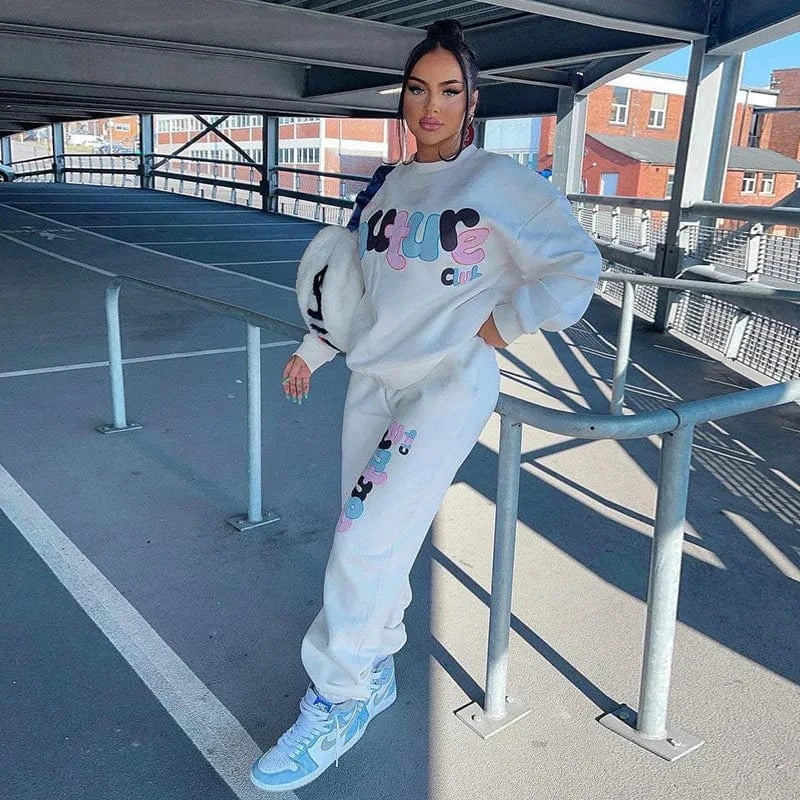 Bomblook C1017ST 2023 Sweater Top With Joggers Casual Suit Two Piece Set Women Sexy Embroidery Letter Sweatsuits