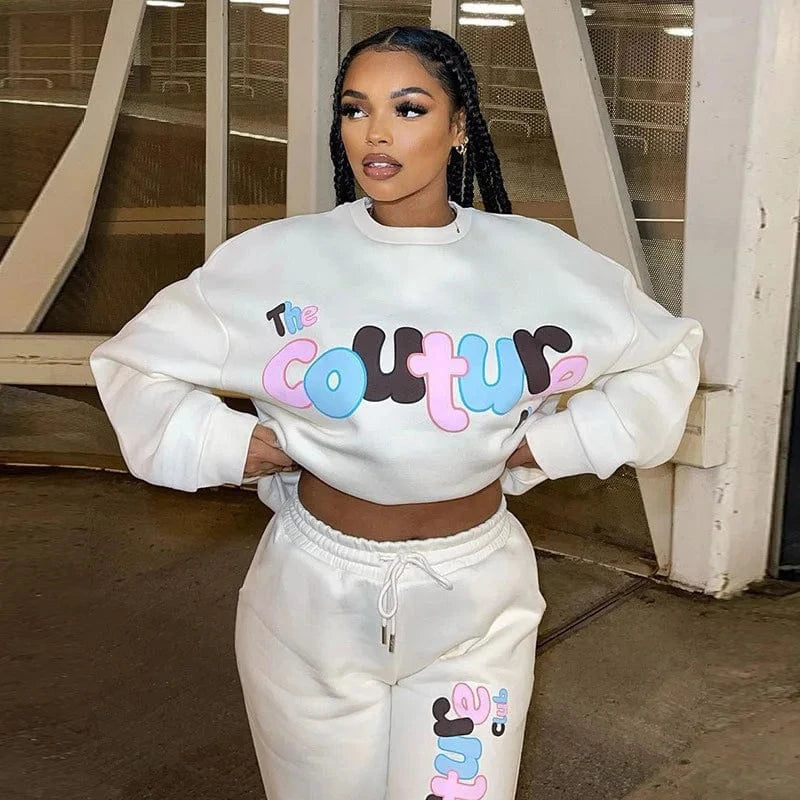 Bomblook C1017ST 2023 Sweater Top With Joggers Casual Suit Two Piece Set Women Sexy Embroidery Letter Sweatsuits