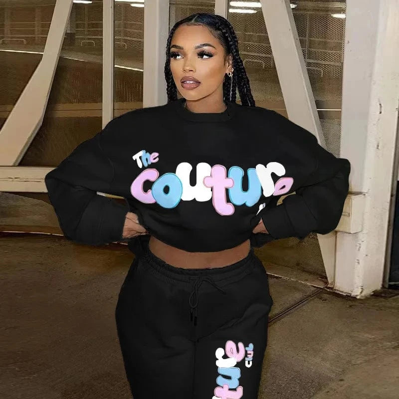 Bomblook C1017ST 2023 Sweater Top With Joggers Casual Suit Two Piece Set Women Sexy Embroidery Letter Sweatsuits