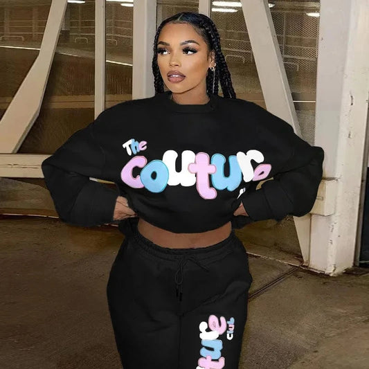 Bomblook C1017ST 2023 Sweater Top With Joggers Casual Suit Two Piece Set Women Sexy Embroidery Letter Sweatsuits