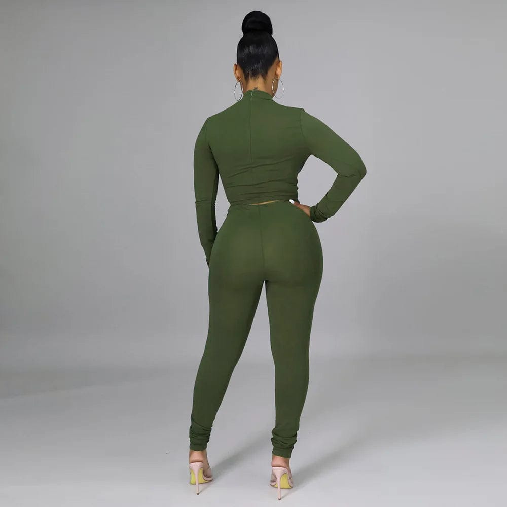 Bomblook C105ST 2024 Clothes For Women Solid Patchwork Shirt With High Waist Pants Casual Zip Outfits Women Two Piece Sets