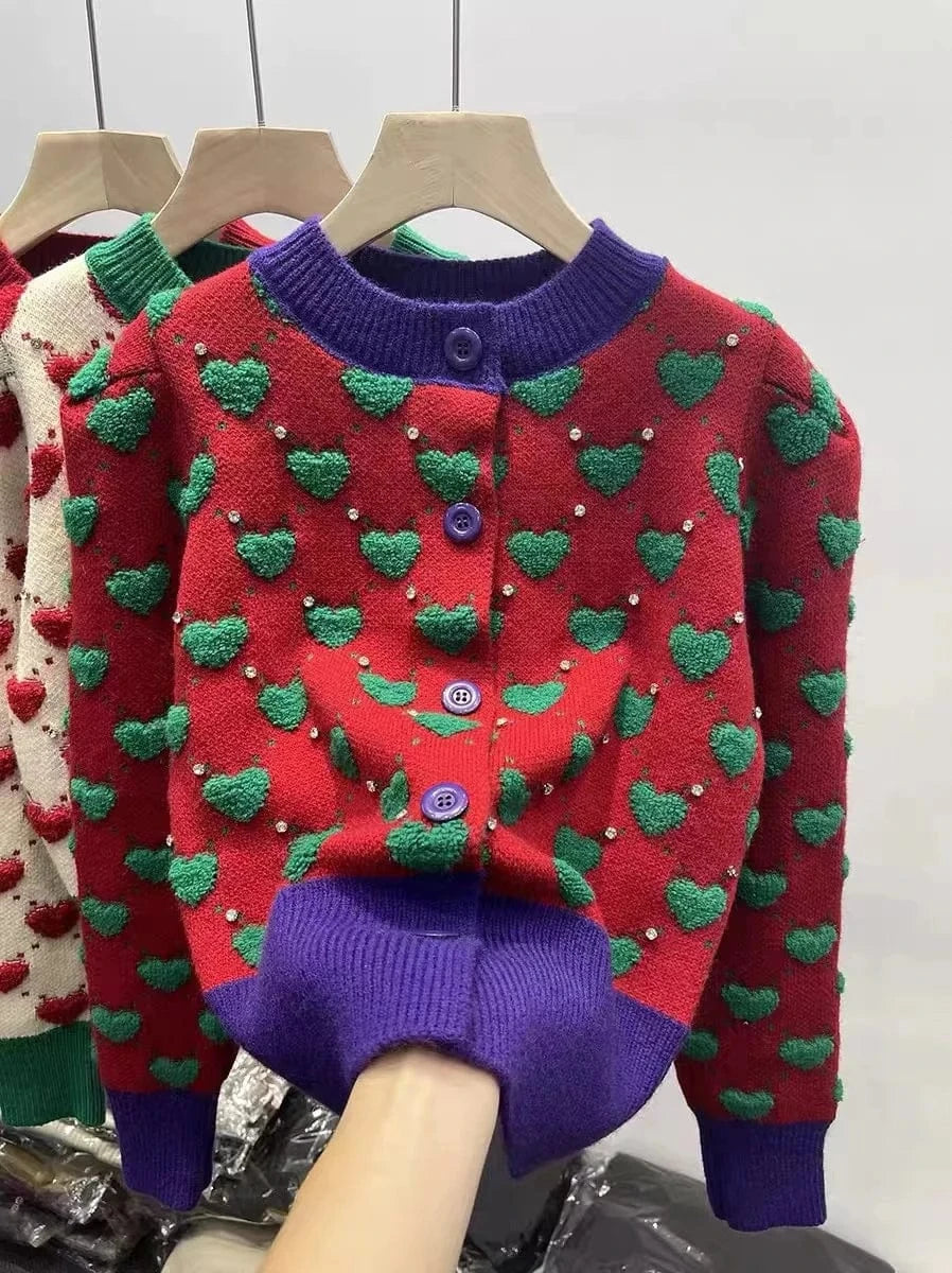 Bomblook C1219ST 2024 New Design Sweetheart Cardigan Sweater Top With Pleated Skirt Two Pieces Set Women Cute Party Outfit