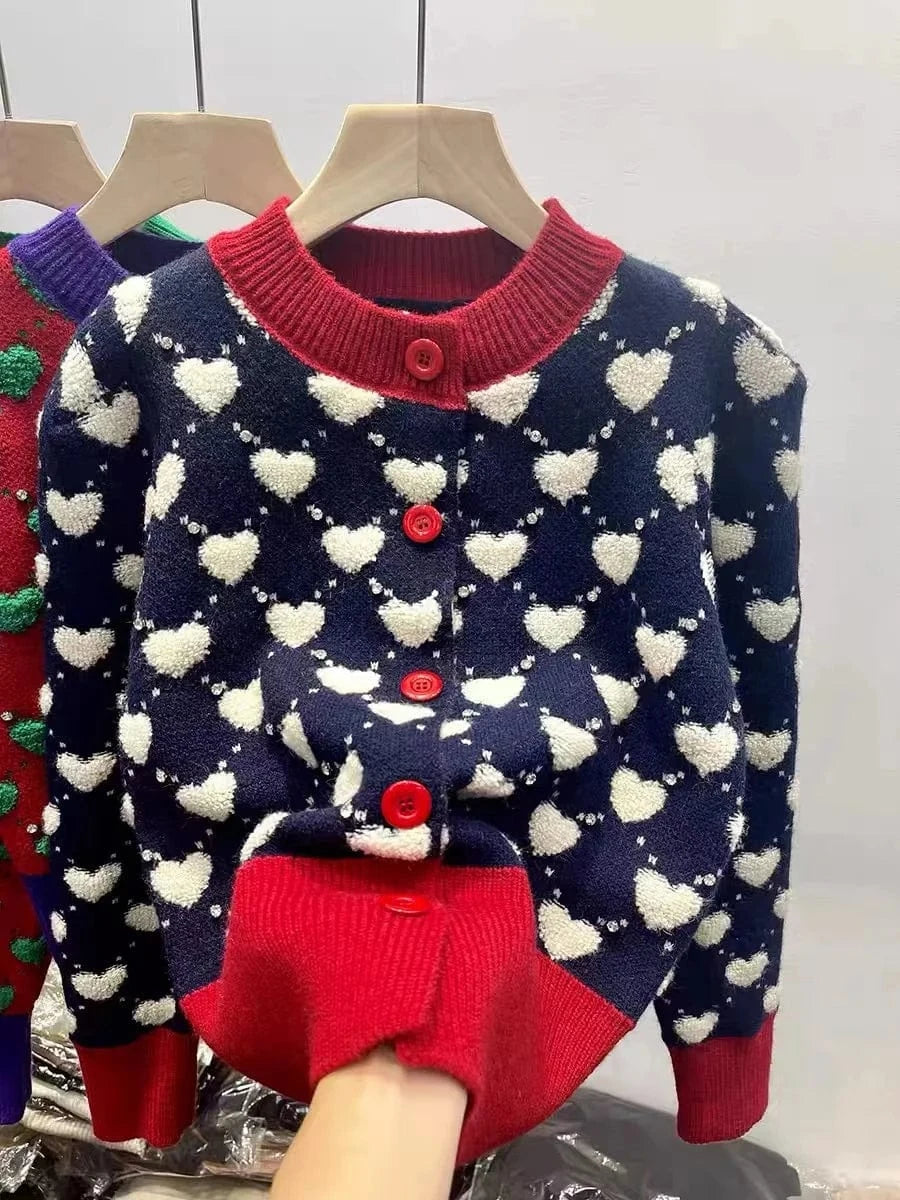 Bomblook C1219ST 2024 New Design Sweetheart Cardigan Sweater Top With Pleated Skirt Two Pieces Set Women Cute Party Outfit